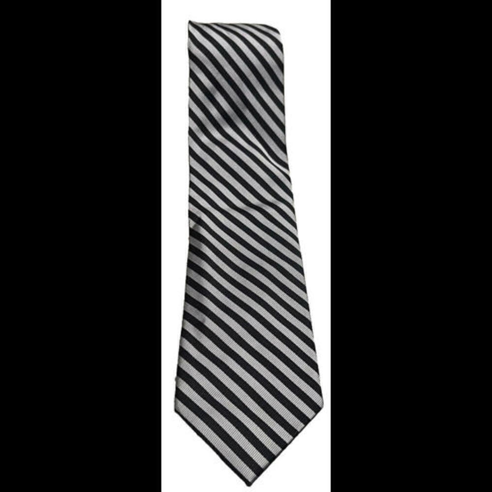 Jos A Bank Executive Collection Mens Silk Tie Black Gray Striped N9